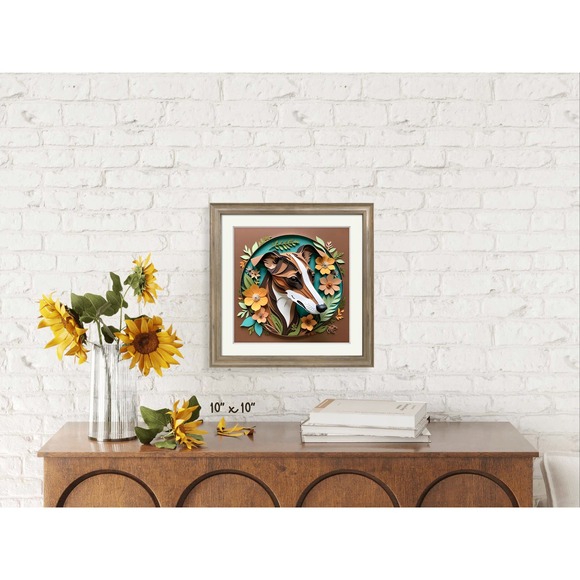 Greyhound Papercut Art: 12x12 Brindle Dog Pet Portrait Digital Print, Whippet - Picture 6 of 7